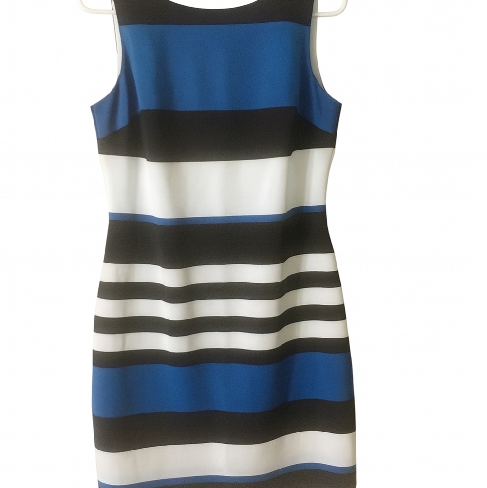 Lauren Ralph Lauren Blue, Black, and White Striped Mini Dress